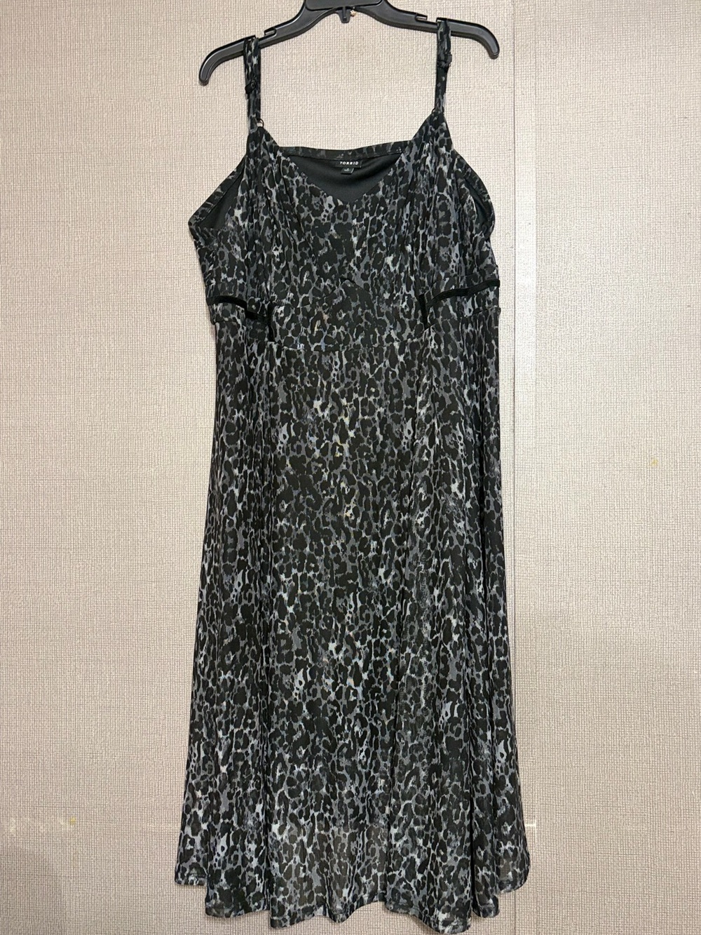 torrid Black and Gray Leopard Midi Slip Dress